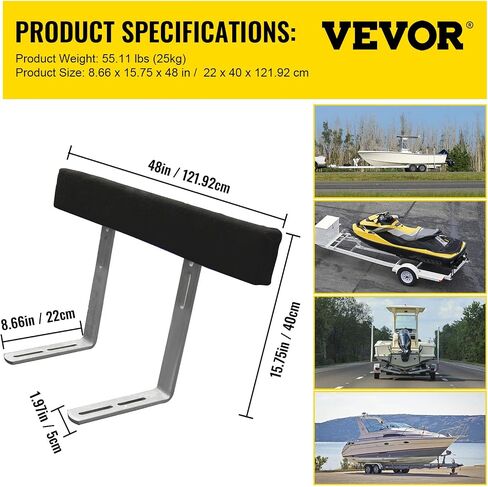 VEVOR Boat Trailer Guide-ons, 48", 2PCS Rustproof Steel Trailer Guide ons, Trailer Guides with Carpet-Padded Boards, Mounting Parts Included, for Ski Boat, Fishing Boat or Sailboat Trailer in Saudi Arabia