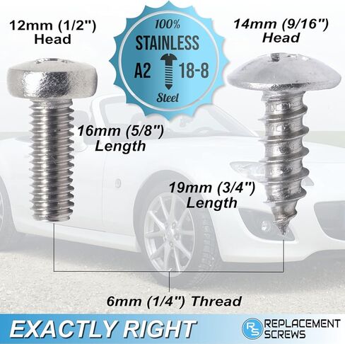 License Plate Screws Compatible with Mazda - Stainless Steel - for Front or Rear Mounting - Fits All Mazda Models - Black Oxide (Pack of 8) in Kuwait