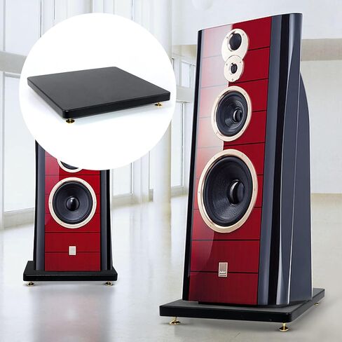 MYOYAY 2 حزمة مضخم صوت تقف 13.8 × 13.8 بوصة، حامل عزل مكبر الصوت عزل الأرضية زوج مضخم الصوت منصة عزل الصوت مع مسامير نحاسية ثابتة للسماعات القياسية (أسود) in Saudi Arabia