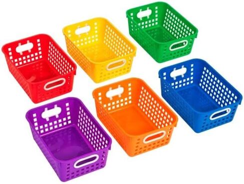 Really Good Stuff Medium Plastic Book Baskets, 11" by 7½" by 4½" - 6 Pack, Group Color | Versatile Storage Solution for Classroom, Home and Office l Toy Storage, Multi-Purpose Organizer Basket in Saudi Arabia