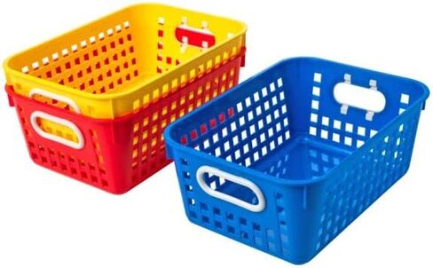 Really Good Stuff Medium Plastic Book Baskets, 11" by 7½" by 4½" - 6 Pack, Group Color | Versatile Storage Solution for Classroom, Home and Office l Toy Storage, Multi-Purpose Organizer Basket in Saudi Arabia