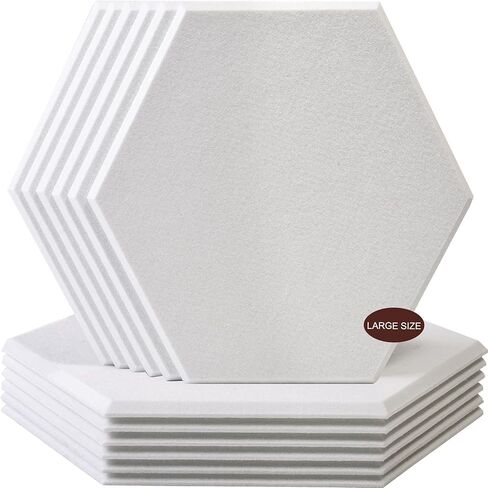 12 حزمة من الألواح الصوتية السداسية الكبيرة بوزن 4.5 رطل باللون الأبيض مقاس 14 بوصة × 15 بوصة × 0.4 بوصة، ألواح مقاومة للصوت، حافة مشطوفة in Kuwait