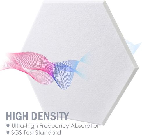 12 حزمة من الألواح الصوتية السداسية الكبيرة بوزن 4.5 رطل باللون الأبيض مقاس 14 بوصة × 15 بوصة × 0.4 بوصة، ألواح مقاومة للصوت، حافة مشطوفة in Kuwait