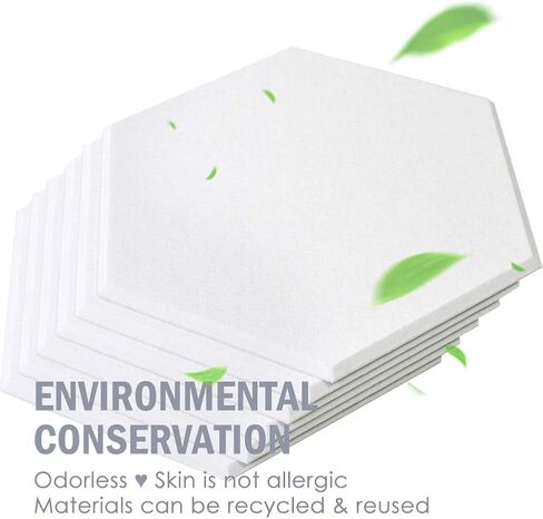 12 حزمة من الألواح الصوتية السداسية الكبيرة بوزن 4.5 رطل باللون الأبيض مقاس 14 بوصة × 15 بوصة × 0.4 بوصة، ألواح مقاومة للصوت، حافة مشطوفة in Kuwait