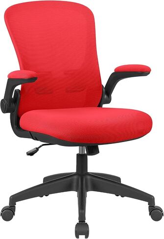 Office Chair Swivel Task Seat with Mid-Back, Ergonomic Waist Support, Mesh, Red in Saudi Arabia