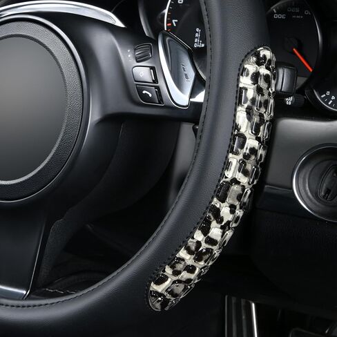 Flying Banner car Steering Wheel Cover Gel Massage Velvet Cool Warm Universal Size 15 inches SUV Truck Anti Slip Odorless Summer Winter (Black Beige, Gel Massage) in Saudi Arabia