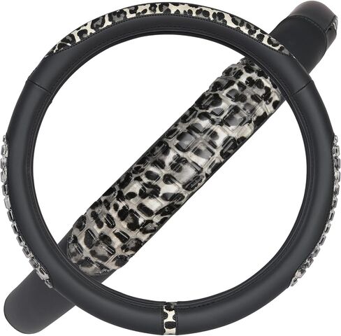 Flying Banner car Steering Wheel Cover Gel Massage Velvet Cool Warm Universal Size 15 inches SUV Truck Anti Slip Odorless Summer Winter (Black Beige, Gel Massage) in Saudi Arabia