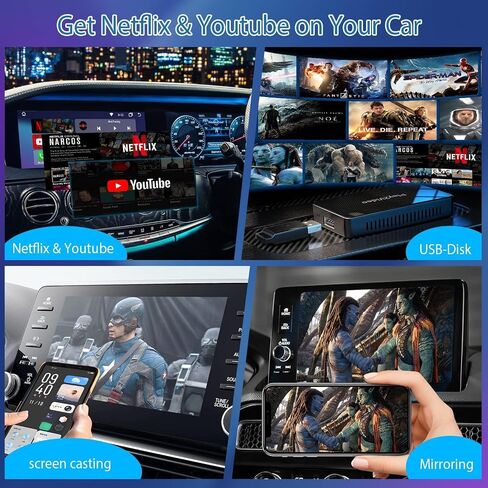 Play2Video OTTOCAST Android Auto & Apple CarPlay 2 في 1 محول فيديو الوسائط المتعددة مع محول Carplay اللاسلكي المدمج في تطبيق YouTube/Netflix لسيارات CarPlay السلكية من عام 2015 in Saudi Arabia