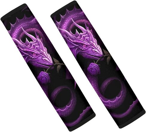 Purple Dragon Print Car Seat Belt Pads Cover for Women Men Seatbelt Pads Soft Comfort Seat Belt Cushion Shoulder Strap for Adults Boys Backpack Straps 2 Packs in Kuwait