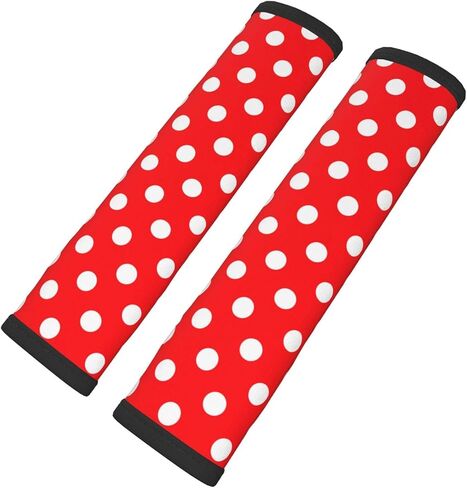 Red White Polka Dot Seat Belt Cover Fits Cars Trucks SUV Sedans Air Permeability Car Seatbelt Strap Cover, Auto Interior Accessories Protector in Kuwait