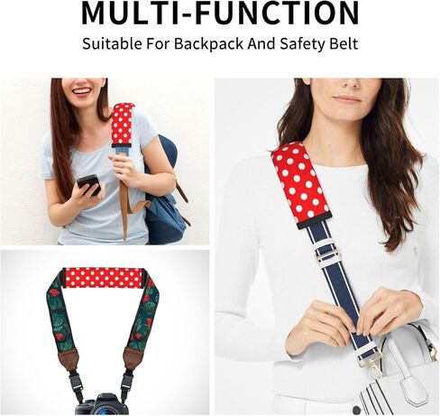 Red White Polka Dot Seat Belt Cover Fits Cars Trucks SUV Sedans Air Permeability Car Seatbelt Strap Cover, Auto Interior Accessories Protector in Kuwait