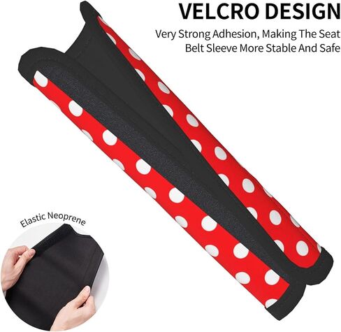 Red White Polka Dot Seat Belt Cover Fits Cars Trucks SUV Sedans Air Permeability Car Seatbelt Strap Cover, Auto Interior Accessories Protector in Kuwait