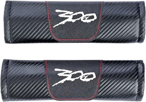 2 Pcs Carbon Fiber Leather Car Seat Belt Shoulder Pad Protective Sleeves for Chrysler 300/C/ 300S (RED) in Saudi Arabia