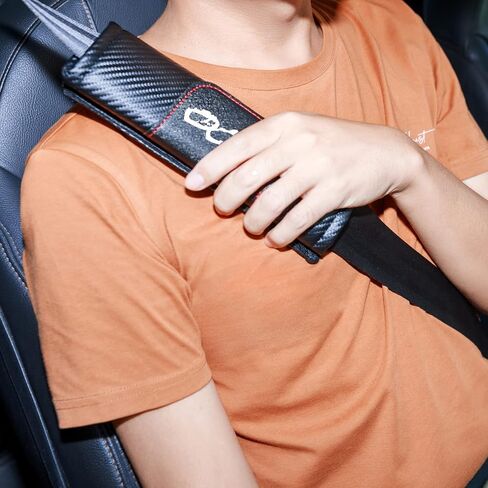 2 Pcs Carbon Fiber Leather Car Seat Belt Shoulder Pad Protective Sleeves for Chrysler 300/C/ 300S (RED) in Saudi Arabia