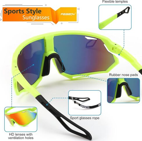 FEISEDY Sport Sunglasses for Men Women, Cycling Glasses with UV Protection, for Baseball, Ski, Runing, Golf B0082 in Saudi Arabia