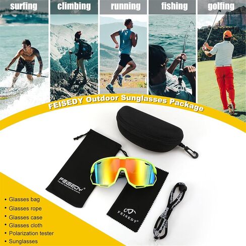 FEISEDY Sport Sunglasses for Men Women, Cycling Glasses with UV Protection, for Baseball, Ski, Runing, Golf B0082 in Saudi Arabia