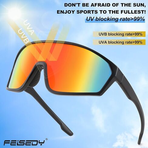 FEISEDY Cycling Sunglasses Men Women, UV400 Protection for Baseball Cycling Sun Glasses Youth 8-12 B0085 in Kuwait