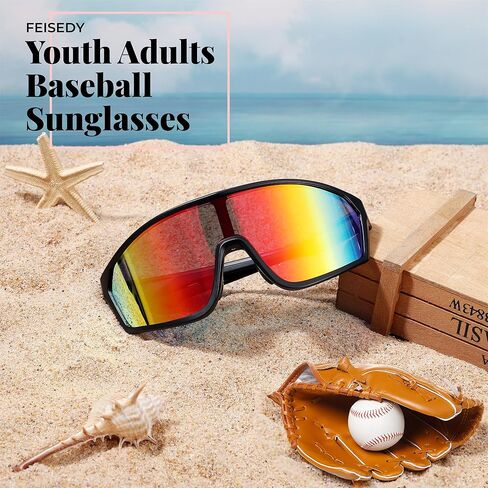 FEISEDY Cycling Sunglasses Men Women, UV400 Protection for Baseball Cycling Sun Glasses Youth 8-12 B0085 in Kuwait