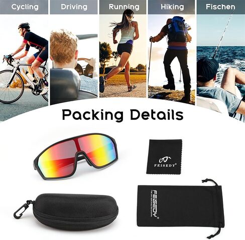 FEISEDY Cycling Sunglasses Men Women, UV400 Protection for Baseball Cycling Sun Glasses Youth 8-12 B0085 in Kuwait