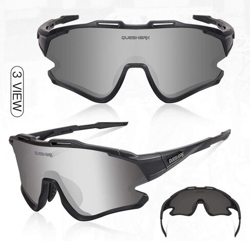 Queshark Sports Cycling Sunglasses 4 Lens Anti UV400 for Men Women HD Polarized in Saudi Arabia