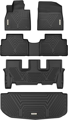 YITAMOTOR Floor Mats for 2020-2024 Hyundai Palisade with 2nd Row Bucket Seats, Rear Trunk Mat with Backrest Mat Floor Mat Replacement for Hyundai Palisade Accessories TPE All Weather Floor Mats, Black in Saudi Arabia