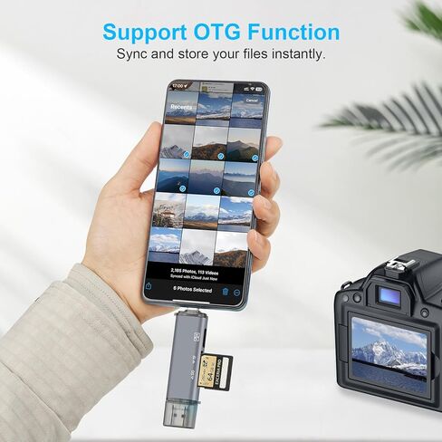 3-in-1 SD Card Reader for Smartphone and PC,3 Connectors Lightning/USB C/USB A,3 Card Slot Supports USB Flash Drive/SD/Micro SD/SDHC/SDXC/MMC for iPhone 15/14,iPad,MacBook,Android,Galaxy,PC and More in Kuwait