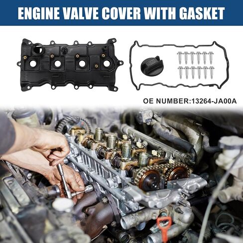 X AUTOHAUX Camshaft Engine Valve Cover with Gasket Bolts Kit PCV Valve and Oil Cap NO.13264JA00A/13270JA00A for Nissan Altima 2.5L 2007-2013 in Saudi Arabia