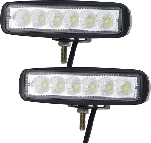Willpower 6 في شريط ضوء العمل LED 2 قطعة 18 واط مصباح LED للفيضانات للطرق الوعرة عالي الطاقة ATV Jeep 4x4 جرار على الطرق الوعرة ضوء الضباب القيادة بار Rree Truck SUV Car IP67 مقاوم للماء 12-24 فولت in Kuwait
