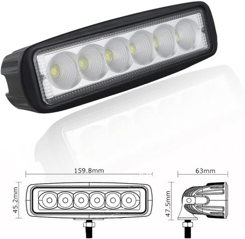 Willpower 6 في شريط ضوء العمل LED 2 قطعة 18 واط مصباح LED للفيضانات للطرق الوعرة عالي الطاقة ATV Jeep 4x4 جرار على الطرق الوعرة ضوء الضباب القيادة بار Rree Truck SUV Car IP67 مقاوم للماء 12-24 فولت in Kuwait