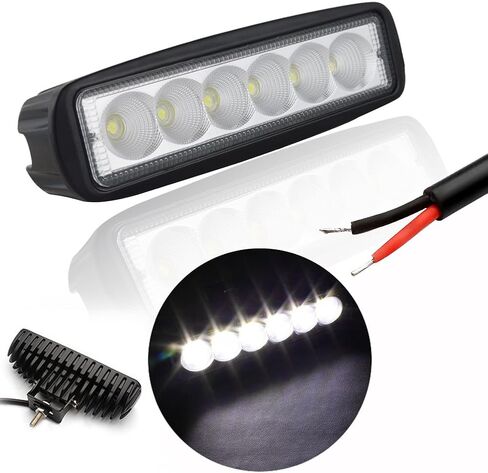Willpower 6 في شريط ضوء العمل LED 2 قطعة 18 واط مصباح LED للفيضانات للطرق الوعرة عالي الطاقة ATV Jeep 4x4 جرار على الطرق الوعرة ضوء الضباب القيادة بار Rree Truck SUV Car IP67 مقاوم للماء 12-24 فولت in Kuwait