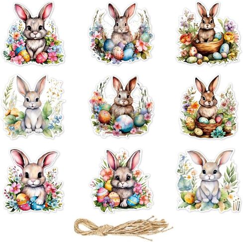 18 قطعة من زينة عيد الفصح، علامات هدايا أرنب عيد الفصح، زينة شجرة عيد الفصح المعلقة، مشغولات يدوية لحفلات عيد الفصح in Kuwait