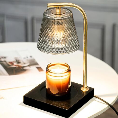 مصباح تسخين الشموع، تدفئة الشموع الكهربائية، ذوبان أعلى الشموع، مصباح تسخين الشموع الزجاجي مع مؤقت وخافت للشمعة المعطرة، كهرمان in Kuwait