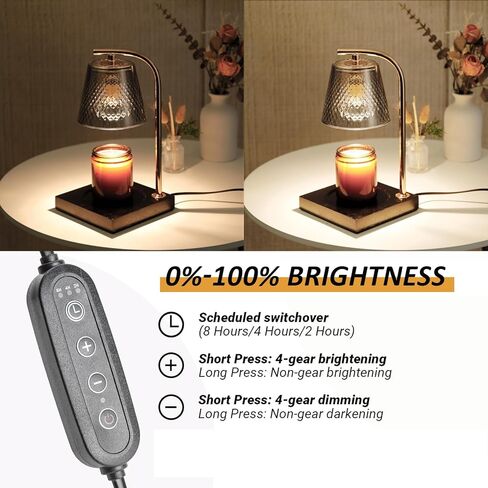 مصباح تسخين الشموع، تدفئة الشموع الكهربائية، ذوبان أعلى الشموع، مصباح تسخين الشموع الزجاجي مع مؤقت وخافت للشمعة المعطرة، كهرمان in Kuwait