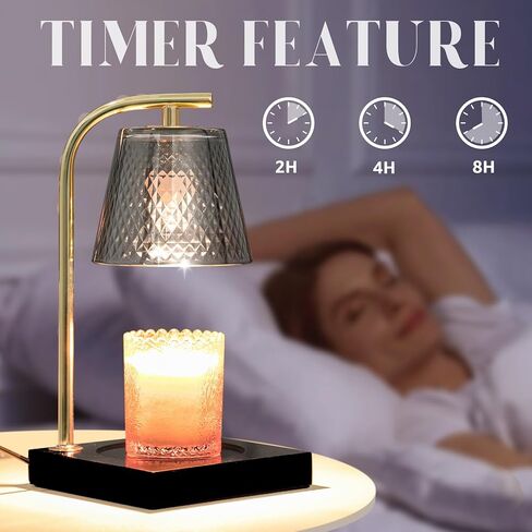 مصباح تسخين الشموع، تدفئة الشموع الكهربائية، ذوبان أعلى الشموع، مصباح تسخين الشموع الزجاجي مع مؤقت وخافت للشمعة المعطرة، كهرمان in Kuwait