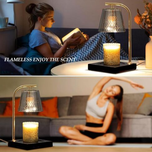 مصباح تسخين الشموع، تدفئة الشموع الكهربائية، ذوبان أعلى الشموع، مصباح تسخين الشموع الزجاجي مع مؤقت وخافت للشمعة المعطرة، كهرمان in Kuwait