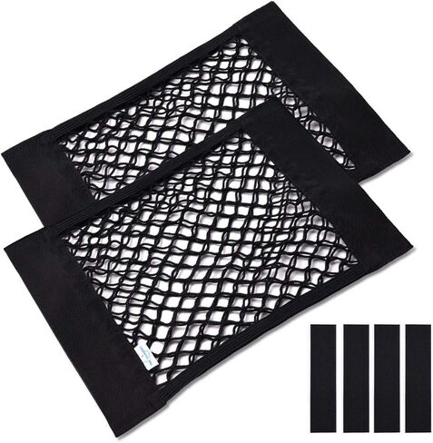MICTUNING Universal Car Trunk Storage Net - Mesh Cargo Net Wall Sticker Organizer Pouch Bag Magic Adhesive Storage Net (2 PCS) in Kuwait