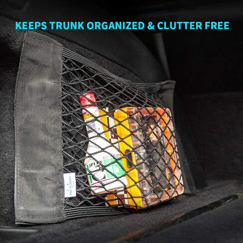 MICTUNING Universal Car Trunk Storage Net - Mesh Cargo Net Wall Sticker Organizer Pouch Bag Magic Adhesive Storage Net (2 PCS) in Kuwait