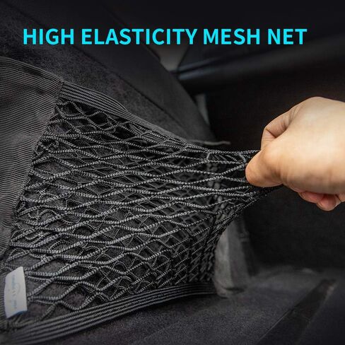 MICTUNING Universal Car Trunk Storage Net - Mesh Cargo Net Wall Sticker Organizer Pouch Bag Magic Adhesive Storage Net (2 PCS) in Kuwait