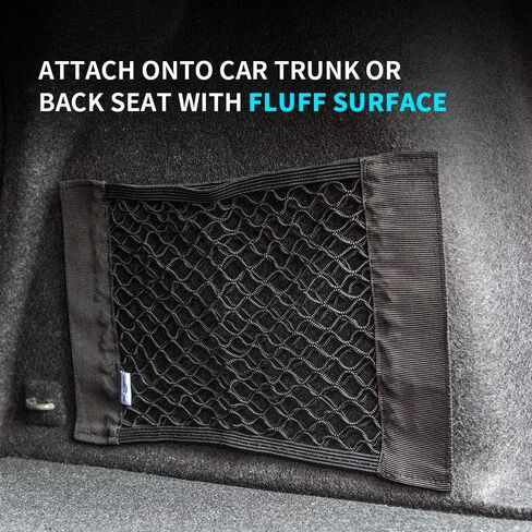 MICTUNING Universal Car Trunk Storage Net - Mesh Cargo Net Wall Sticker Organizer Pouch Bag Magic Adhesive Storage Net (2 PCS) in Kuwait