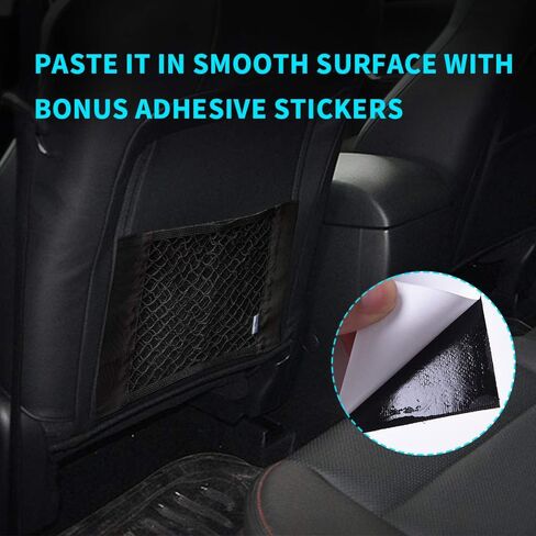 MICTUNING Universal Car Trunk Storage Net - Mesh Cargo Net Wall Sticker Organizer Pouch Bag Magic Adhesive Storage Net (2 PCS) in Kuwait