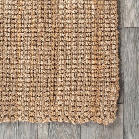 nuLOOM Ashli Solid Farmhouse Jute Area Rug, 4x6, Natural in Kuwait