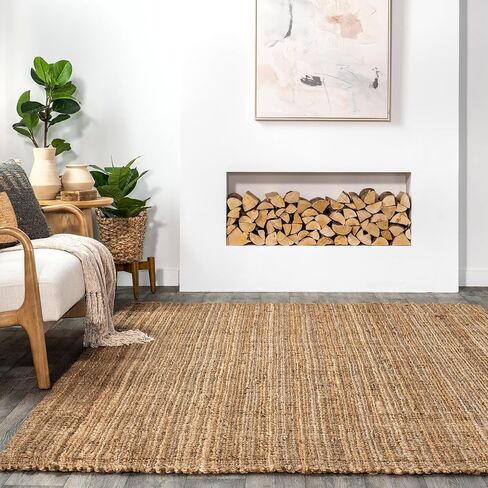 nuLOOM Ashli Solid Farmhouse Jute Area Rug, 4x6, Natural in Kuwait