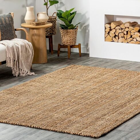 nuLOOM Ashli Solid Farmhouse Jute Area Rug, 4x6, Natural in Kuwait