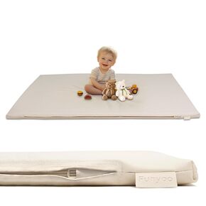 Padded 48" ×48" Baby Play Mat for Playpens, 1.2" Thick Foam Mat with Soft Vegan Leather, Baby Tummy Time Playmat for Floor, Fits 50" x50" Playpens