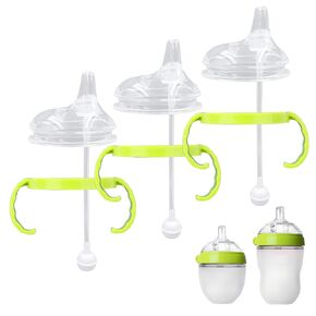 Straw Transition Cup Conversion Kit for Comotomo Baby Bottles, Soft Straw Top and Weighted Sippy Cup Kit with Handles, Set of 3
