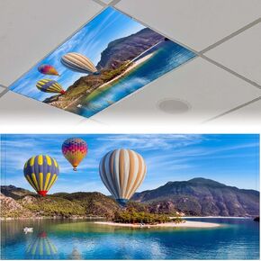 2 Pcs Fluorescent Light Covers for Ceiling, Marine Life Magnetic Covers with 10 Magnets, Filters for School Classroom Home Office Drop Ceiling Lamp Decor 4 x 2 Feet