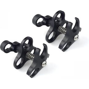Aluminum Ball Clamp Joint Bracket Arm, 1-inch Double Spring Design, Black, 2-Pack