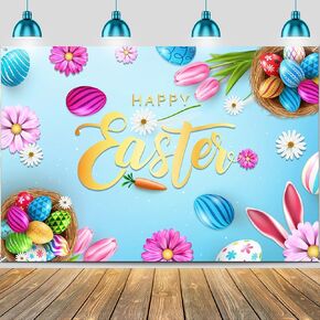 Happy Easter Backdrop,Easter Bunny Birthday Party Decorations,Bunny Photo Backdrops for Photography,Spring Eggs Decorations