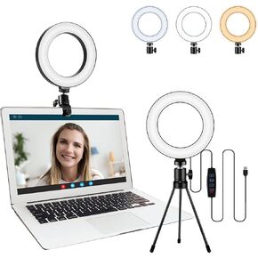 مجموعة إضاءة مؤتمرات الفيديو ، LED Ring Light لإضاءة كاميرا الويب ، 3 أوضاع ضوئية و 10 مستويات سطوع قابلة للخلاف ، للاجتماع الافتراضي ، العمل عن بُعد ، البث ، البث المباشر ، الماكياج