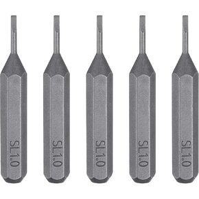 HARFINGTON 5pcs SL3.0 Slotted Screwdriver Bit 5/32" Hex Shank 28mm Length Magnetic Flat Head Hex Bits S2 Steel Screw Driver Bit for Electric Manual Screwdrivers Precision Repair